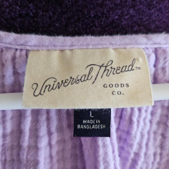 Universal Thread 100% Lavender Cotton Muslin Gauze Blouse SIZE L - Picture 3 of 4